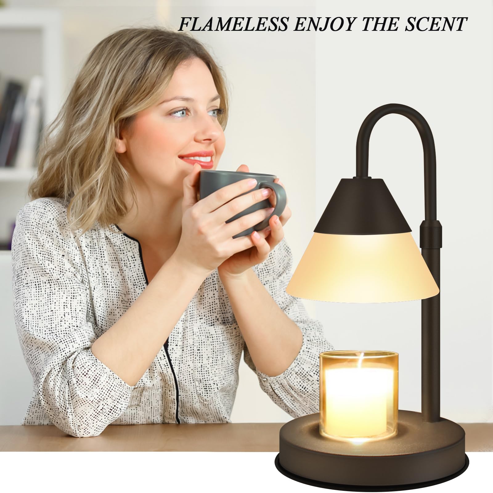 Chauffe-Bougie Électrique Avec Minuterie - 4 Luminosités - Sans Flamme - Économise Et Parfume Votre Intérieur