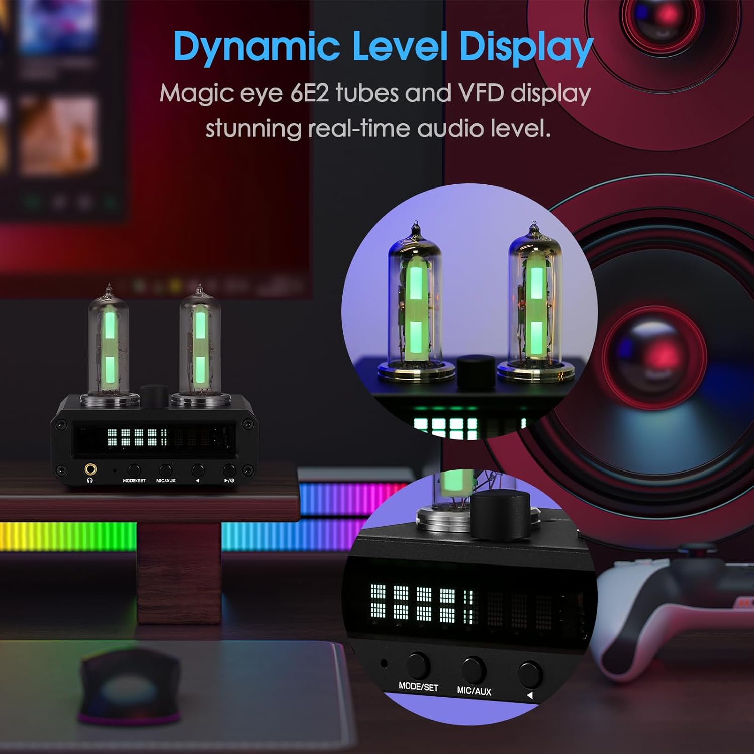 Magic 6E2 Preamp Stereo Headphone Amp Sound Level Indicator FM Radio Clock