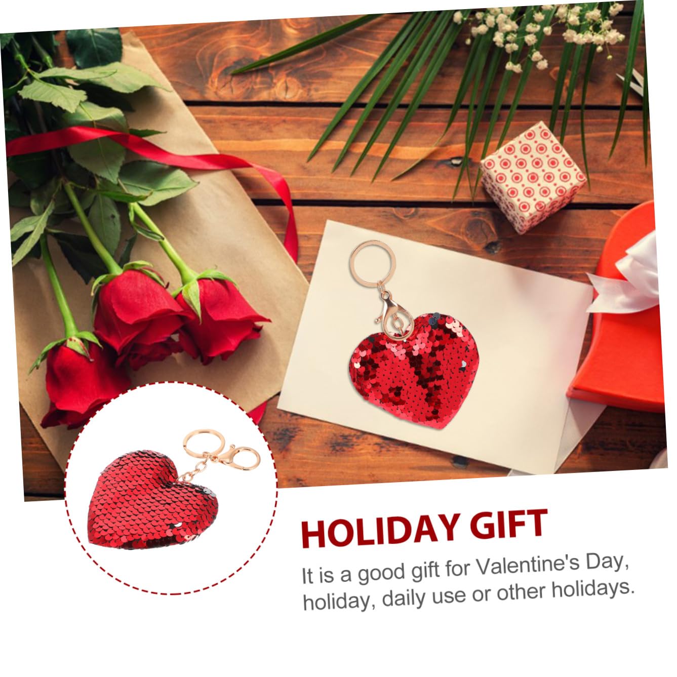 BESTonZON 24 Portachiavi a Forma di Cuore Paillettes Reversibili Decorazioni Glitterate per Chiavi e Borse Set da 24 Pezzi per Regalo San e Accessori Donna