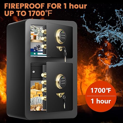Miniatura 2 de 2025 actualizado Caja fuerte grande para el hogar de 8.1 pies cúbicos, resistente al fuego, impermeable, con doble seguridad, cajas fuertes