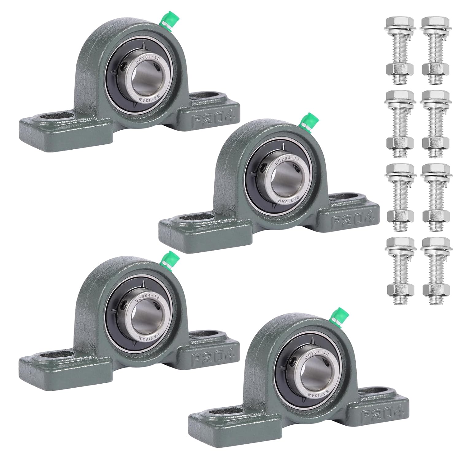 4 Pack UCP205-16 Mounted Pillow Block Ball Bearing,Bearing Steel Bearings 1" Bore with 8 Sets for Installing Bolts and Nuts
