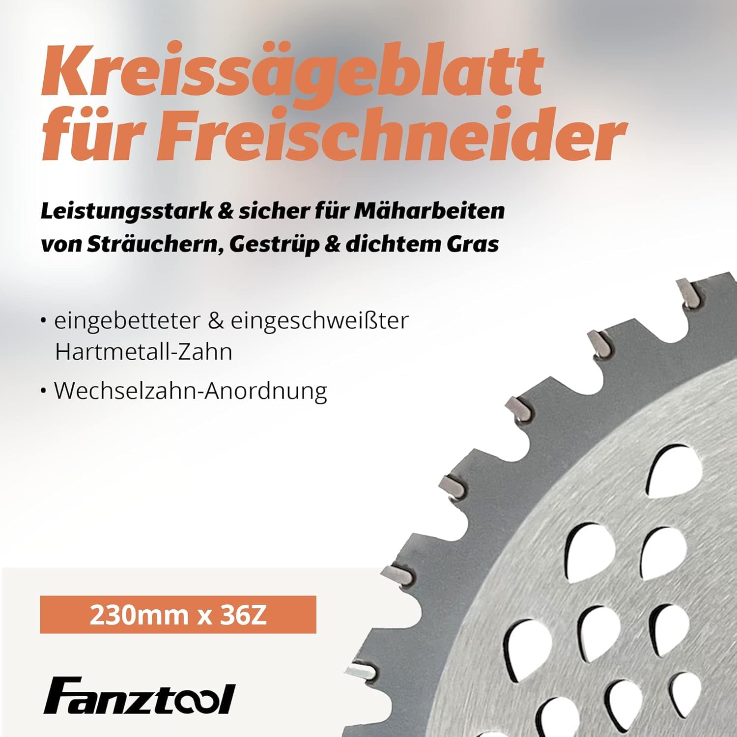 FANZTOOL Zestaw brzeszczotów do piły tarczowej 23 cm z ochroną zębów do podkaszarki – nóż zapasowy do podkaszarki akumulatorowej i benzynowej oraz podkaszarki, idealny do prac koszących (36Z/ 36Z