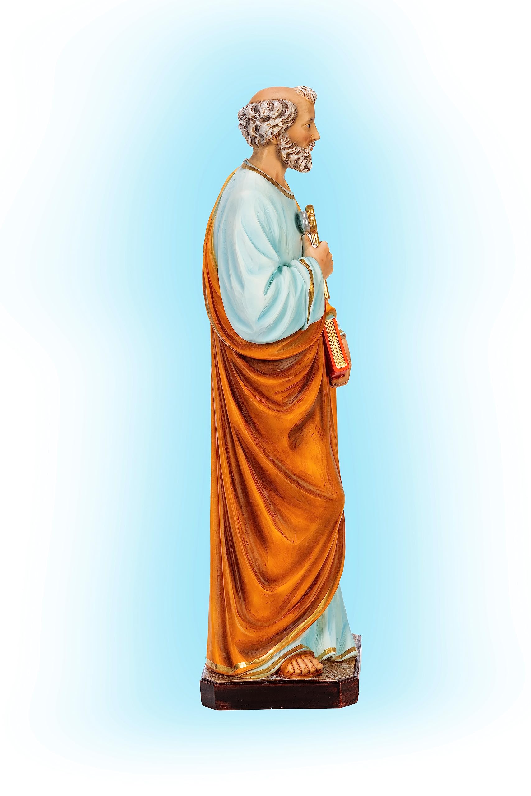 OVUNQUE PROTEGGIMI Statua di San Pietro 60 cm (23,62'') in resina dipinta a mano adatta per interni ed esterni. Prodotto artigianale italiano (occhi dipinti)