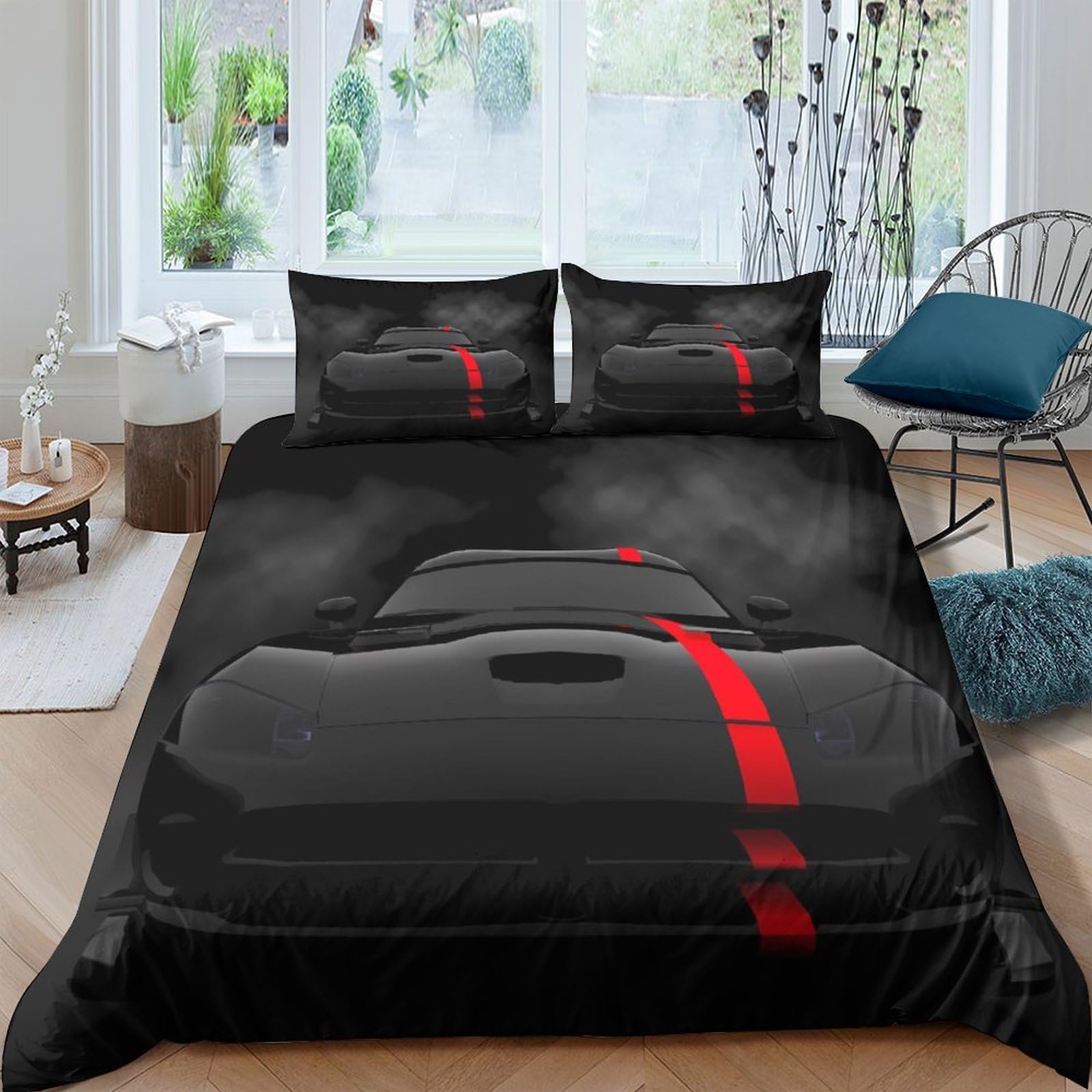 Housse de couette racing 3D en microfibre respirante pour un lit d'enfant confortable