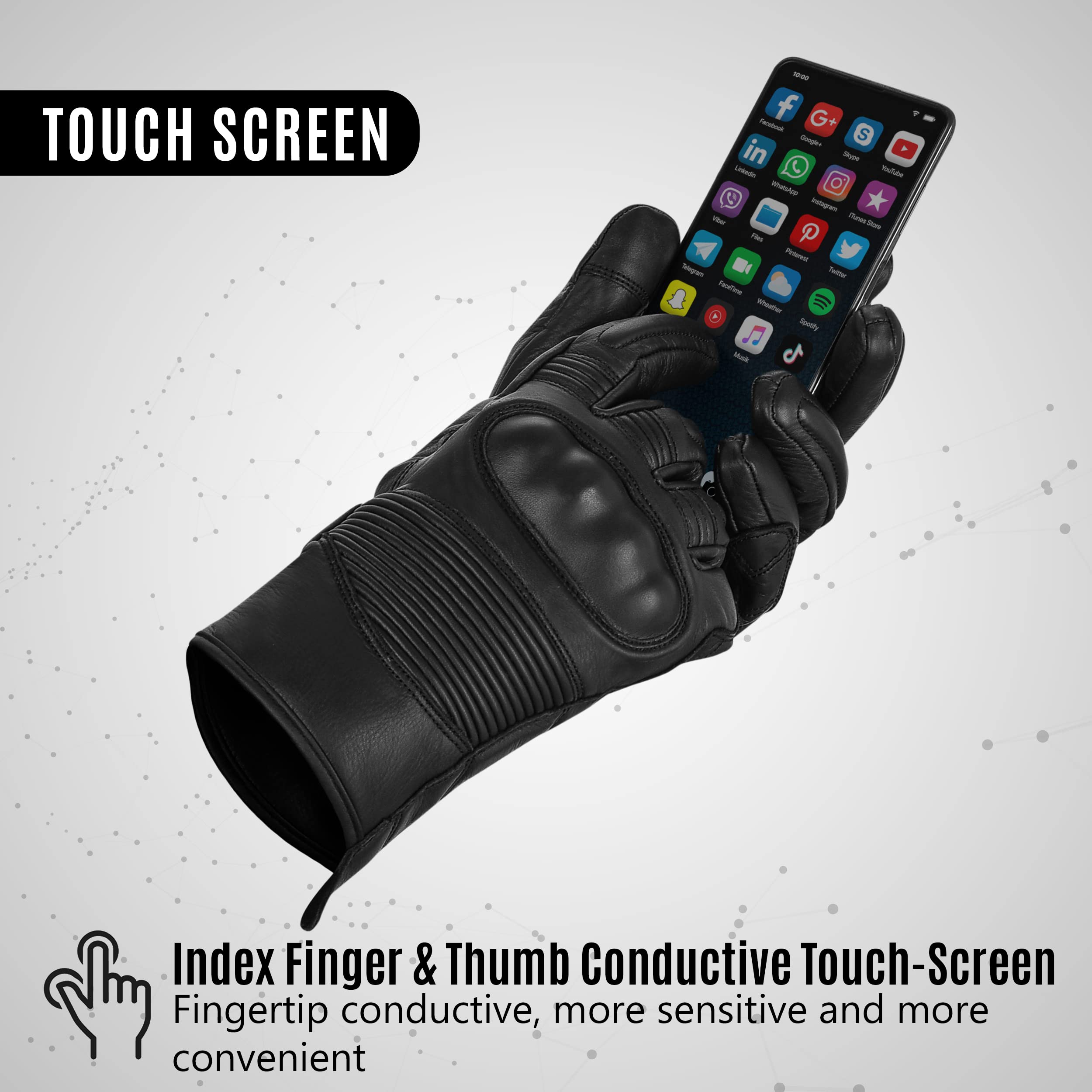 Guanti da moto impermeabili, invernali, caldi, da moto, con funzione touch screen