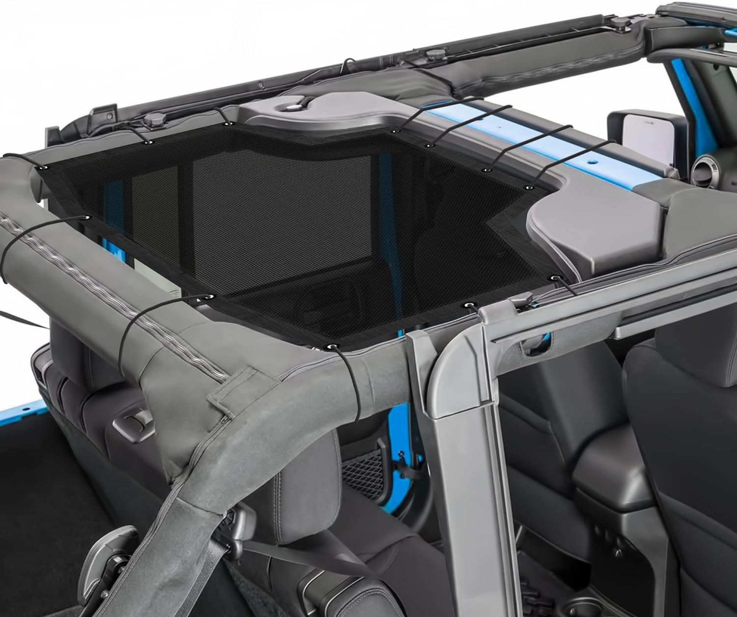 YOUWE7 Sunshade Car Wrangler JKU (2007-2018) – Rear Half Mesh Sun Shade for Jeep JK Unlimited - Blocks UV, Wind, Noise - Bikini Jkini Top Cover for Sport, Sport S, Sahara, Rubicon