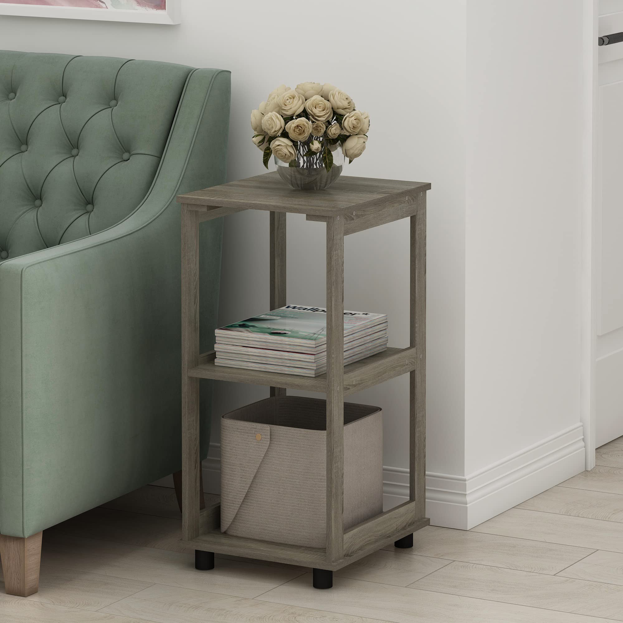 Furinno Romain Tavolino Alto a 2 Livelli, Legno ingegnerizzato, Rovere Francese, 1 Confezione