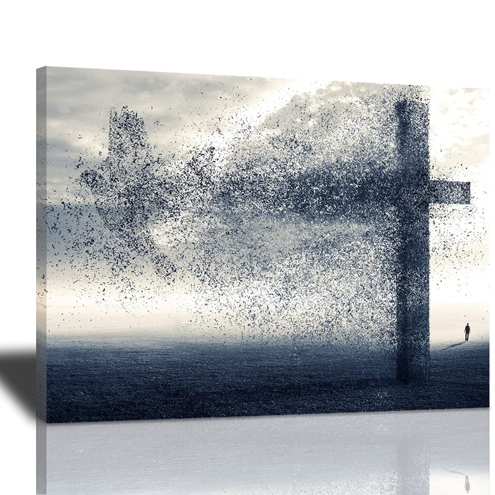 SunatorA Cross And Dove Wind Canvas Wall Art Religious Christian Faith Paints Creative Artwork Christ Design Poster Printing For Living Room Decoration Framed Ready To Hang 16x20 Inches