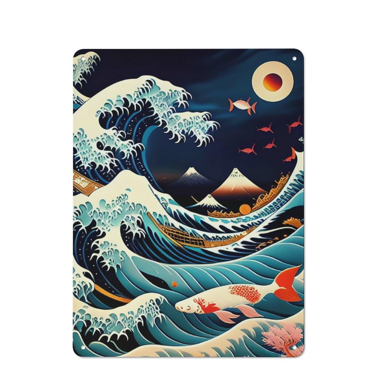 Junmoney Sunrise Printed Metal Sign 40X30cm For Hobby Room Or Studio, For Creative Interior Collectors