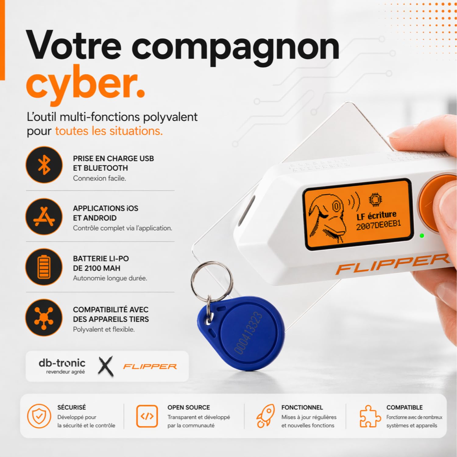 Flipper Zero Starter Kit Complet | Flipper Zero | Carte WiFi | Coque en Silicone | Carte mémoire de 64 Go | Lecteur de Carte USB