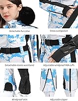 Vista 24 de GSOU SNOW Traje de esquí para mujer, traje de nieve de una pieza, para snowboard, delgado, aislante, impermeable, resistente al viento