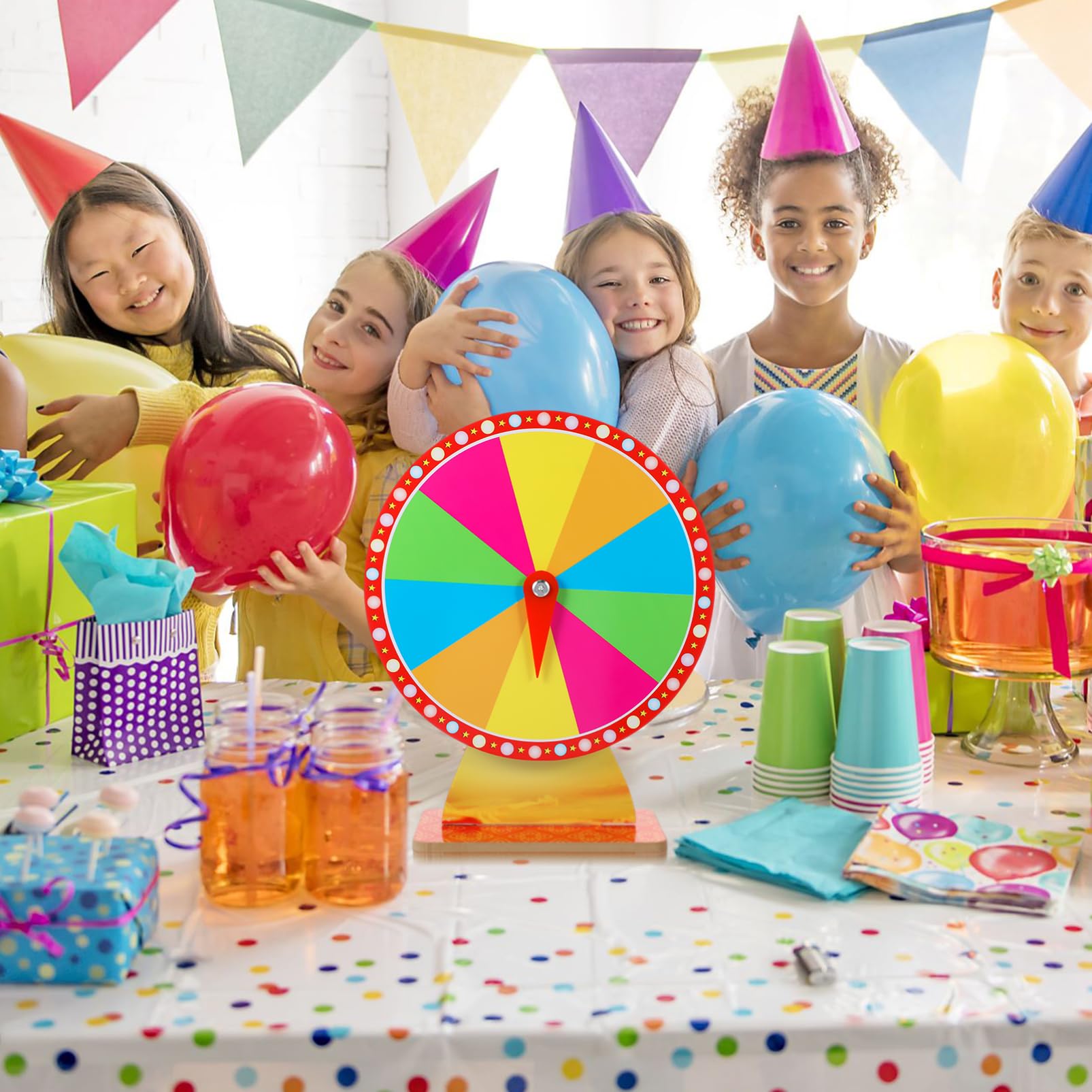 Cabilock Rotating Roulette Wheel Erasable Prize Game for Carnival Party Events Portable Tabletop Game Props for Raffles Drawings Fun DIY Roulette Wheel