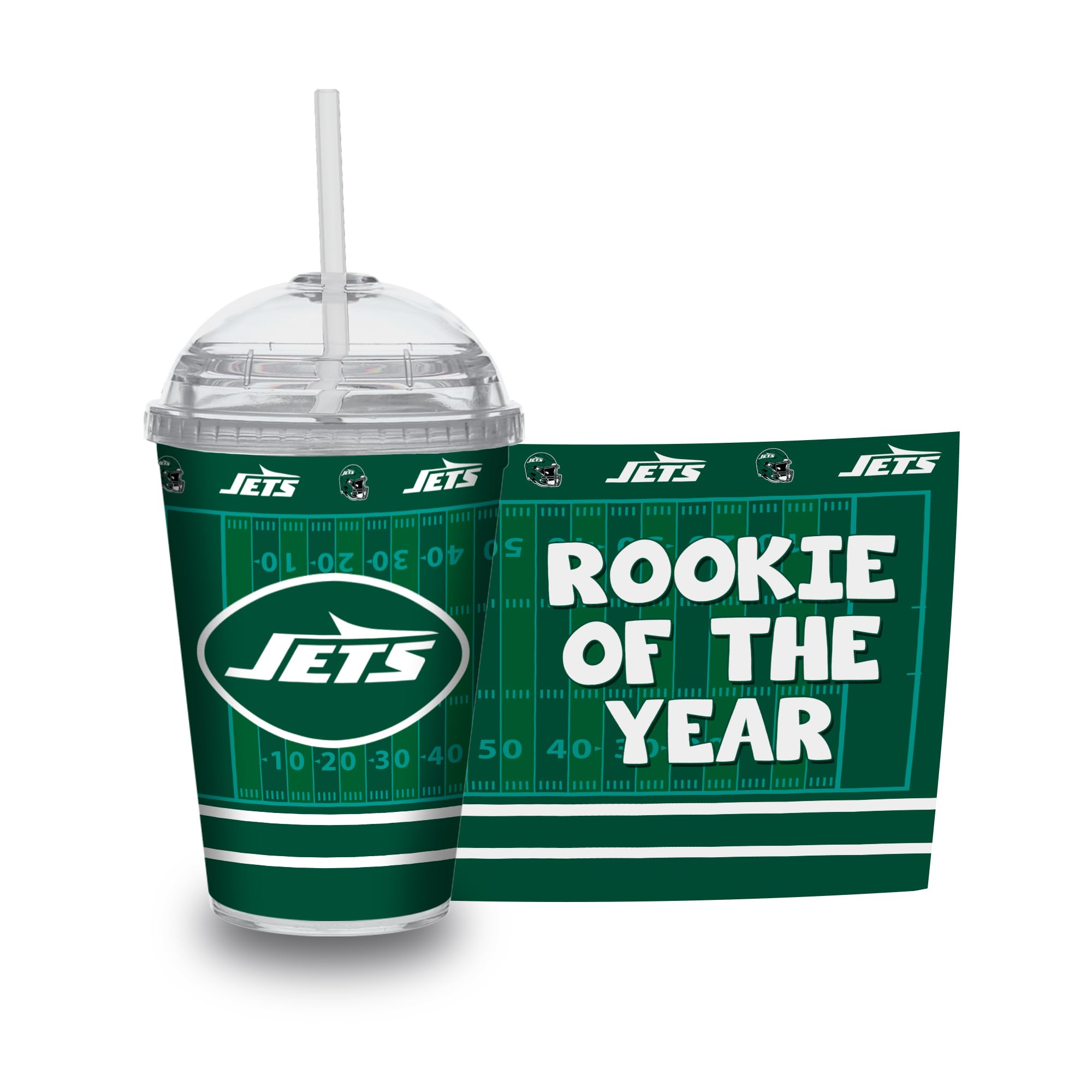 Rico Industries NFL Football Rookie of The Year 12oz Acrylic Tumbler, Youth Tumbler with Swirly Straw