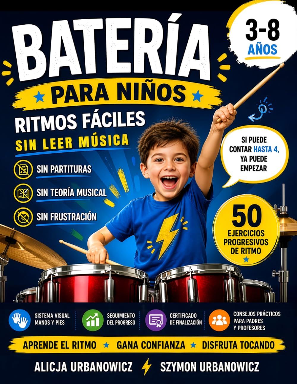 Batería para Niños - Ritmos Fáciles sin Leer Música (3–8 Años): Método visual para principiantes – aprende a tocar sin notas de forma fácil y divertida