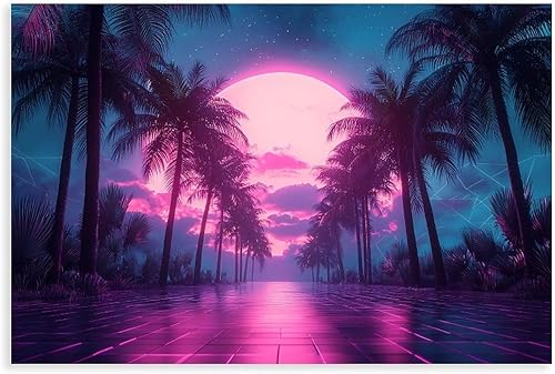 Miniatura 1 de XAHOR Neon Vaporwave Art Print  Retro Digital Aesthetic Wall Decor  Surreal Cyber Dream Poster Canvas Art Poster And Wall Art Picture Print Modern