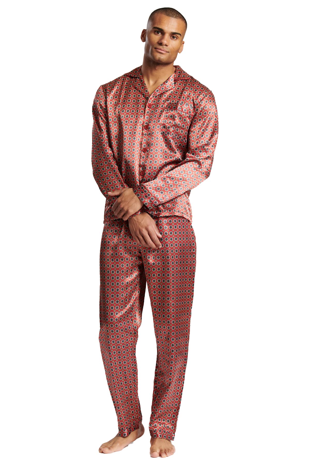 Undercover Mens Satin Pyjamas 981045 Burgundy 2XL