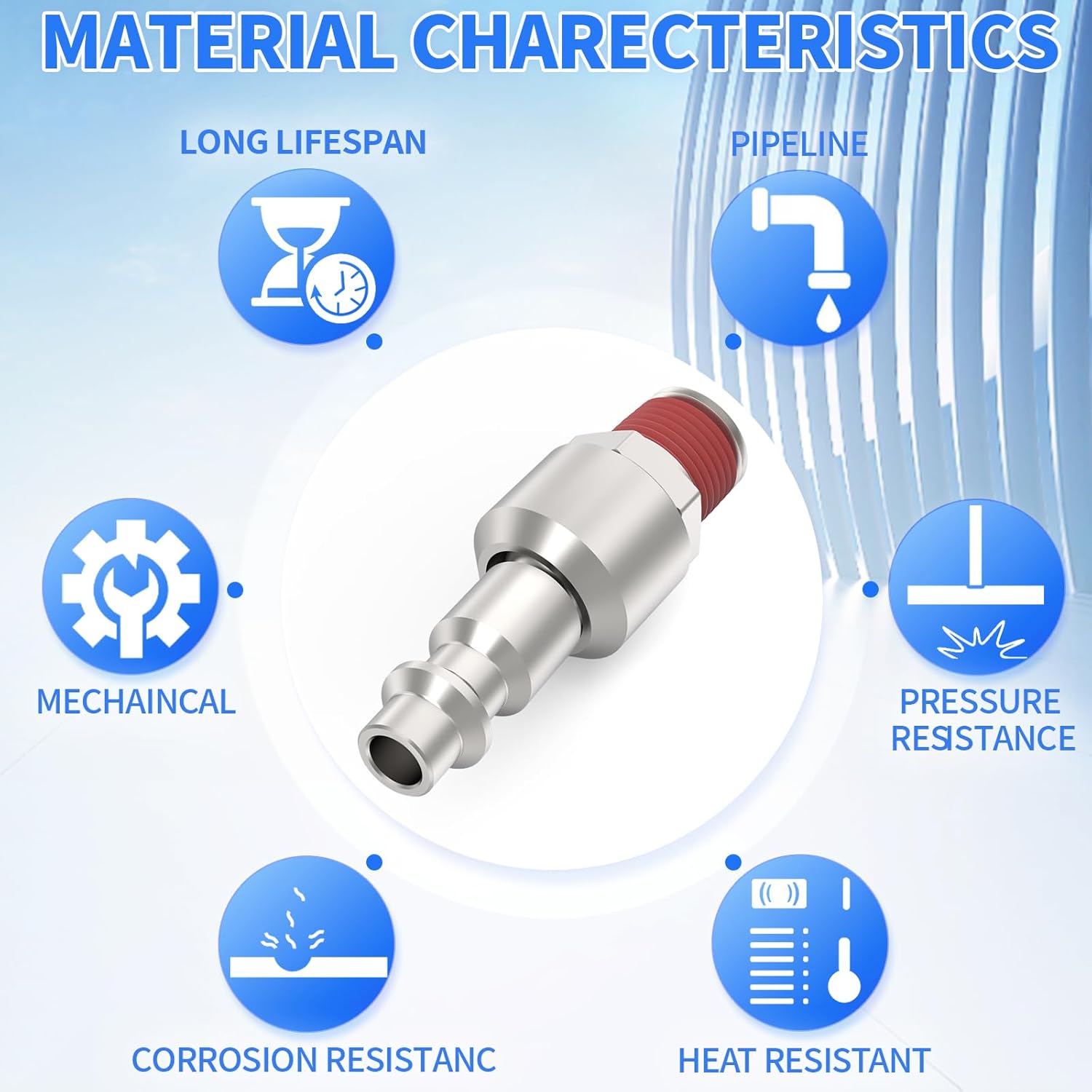 ChillWaves Industrial Swivel Air Plug, 1/4" NPT Male Thread Plugs, Air Hose Fittings(8-PACK)