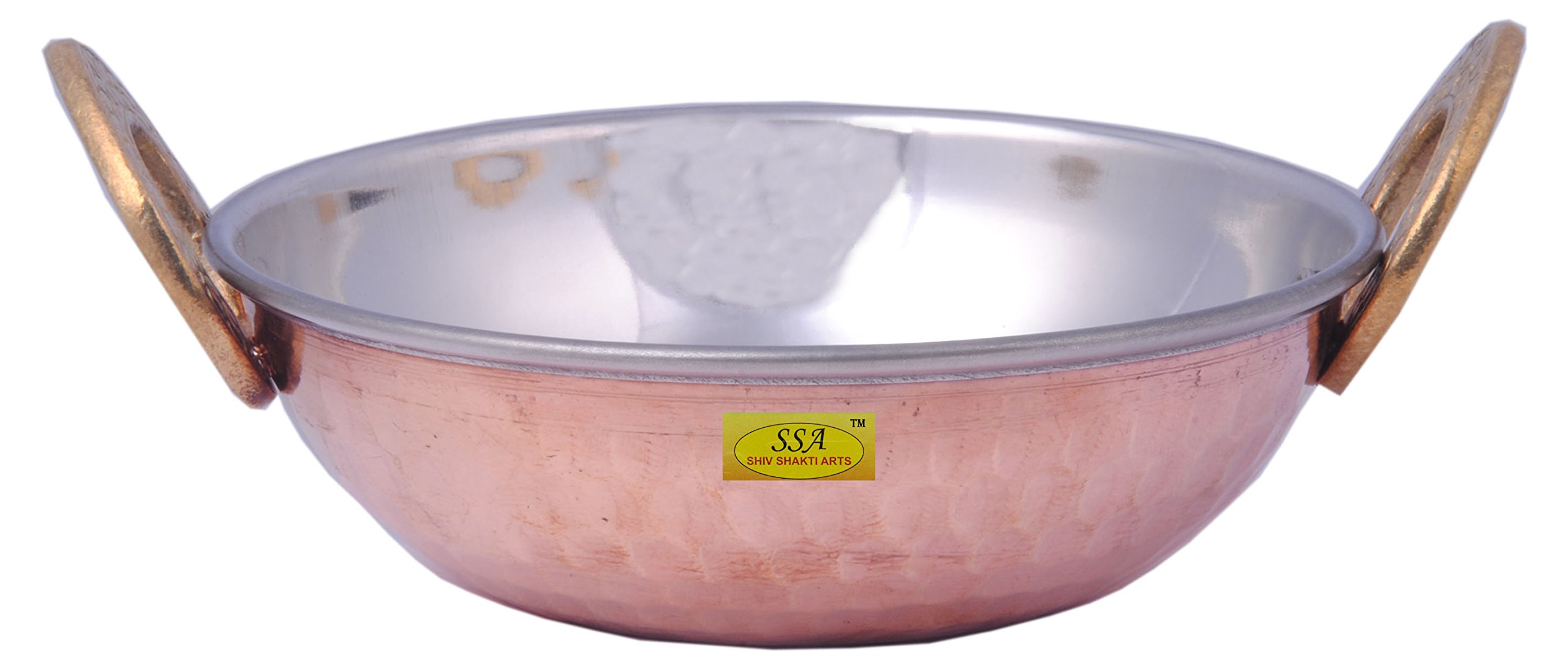 SHIV SHAKTI ARTS Handmade Pure Steel Copper Kadai/Bowl/Handi No 1 Volume=300 ml Homeware Dinnerware Hotelware for Serving Dal, Sabji and Curry Purpose