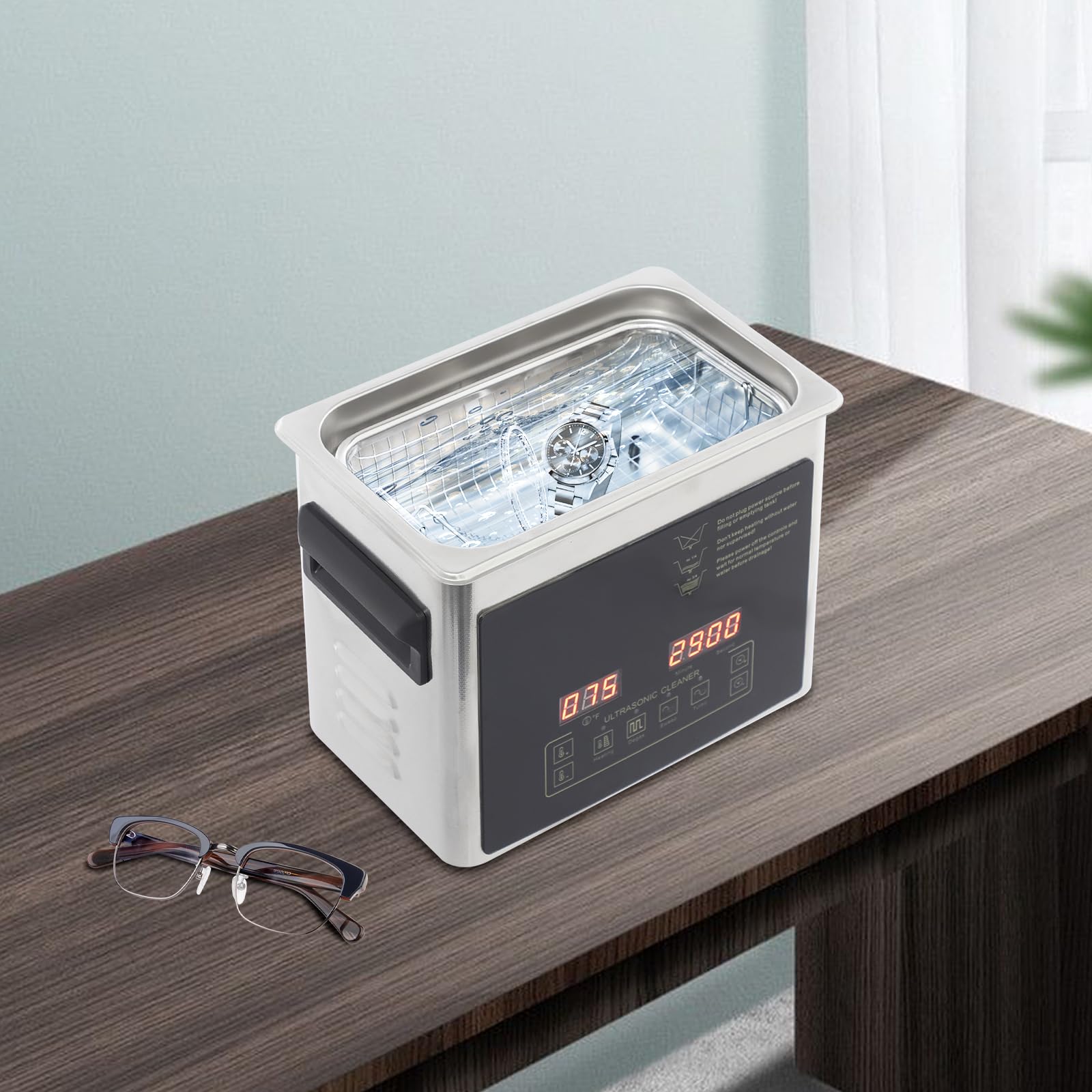 Ultradźwiękowe urządzenie do czyszczenia, podwójna częstotliwość 28/40 kHz 120 W, ogrzewanie, timer 3,2 l, do biżuterii, okularów, zegarków, laboratorium, warsztatu