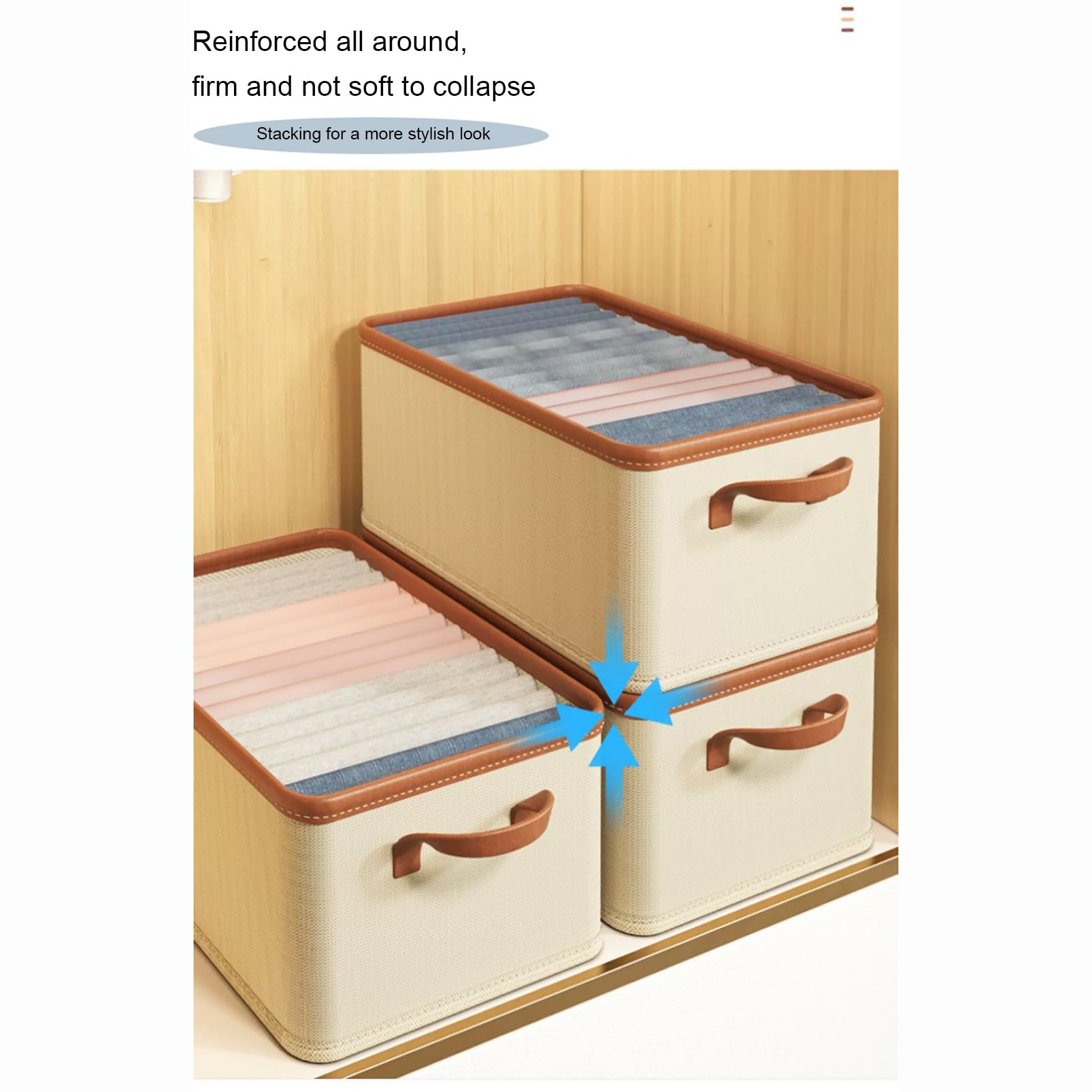Organizador de Cajones para Ropa, Caja de Almacenamiento de Tela, Cubos Divisores de Armario Plegables para Calcetines, Ropa Interior, Corbatas, Bufandas, Camisas, 4 Uds