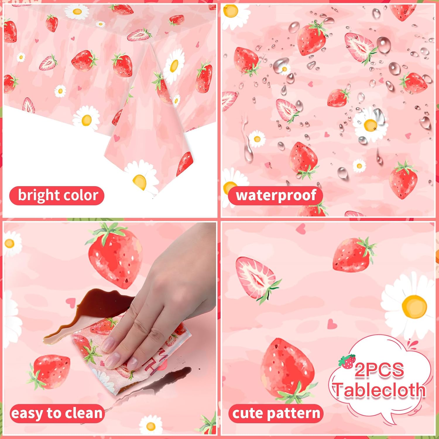 153Pcs Strawberry Birthday Decorations, for 24 Guests Berry Theme Party Supplies Summer Sweet Fruit Tableware Set for Birthday Party - Image 4