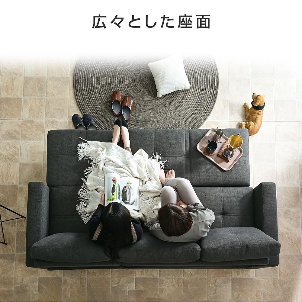 3人掛けソファ ライトグレー 収納付き