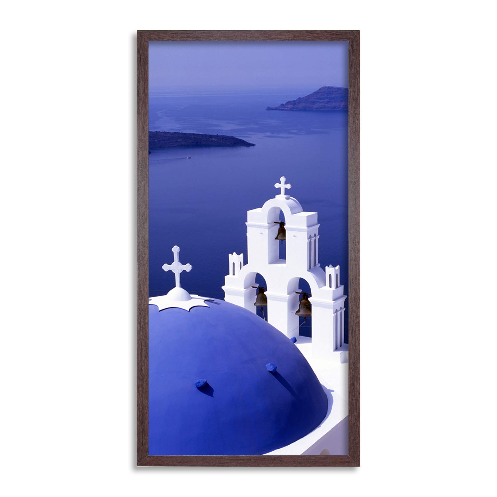 Wee Blue Coo Santorini Church Dome Greece Long Panel Framed Wall Art Print