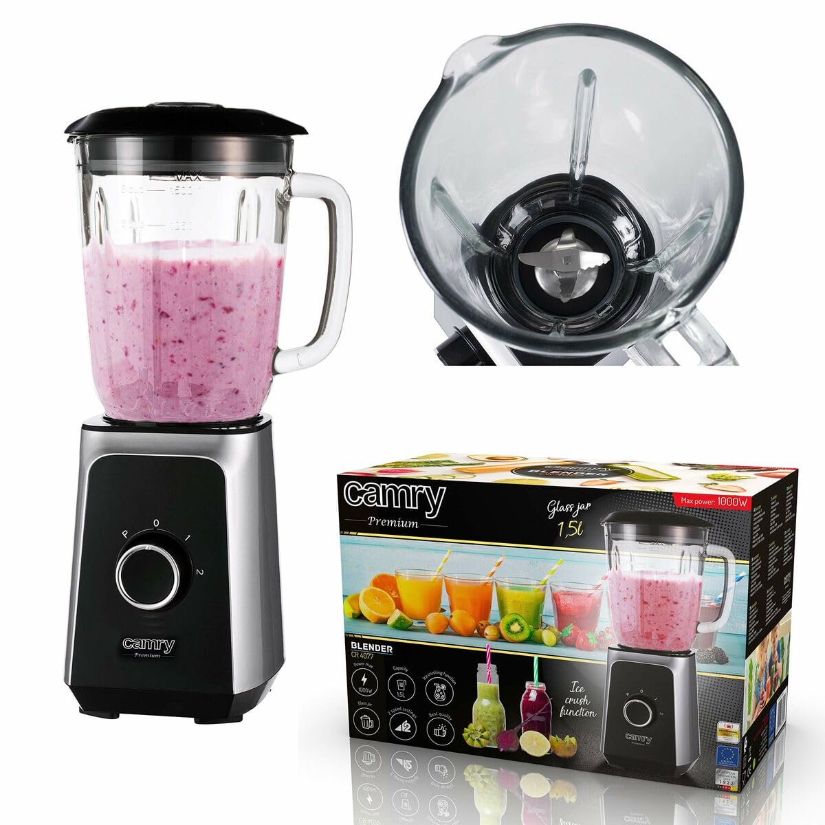 Camry CR 4077 Blender kielichowy 1,5L, 1000W, kruszenie lodu