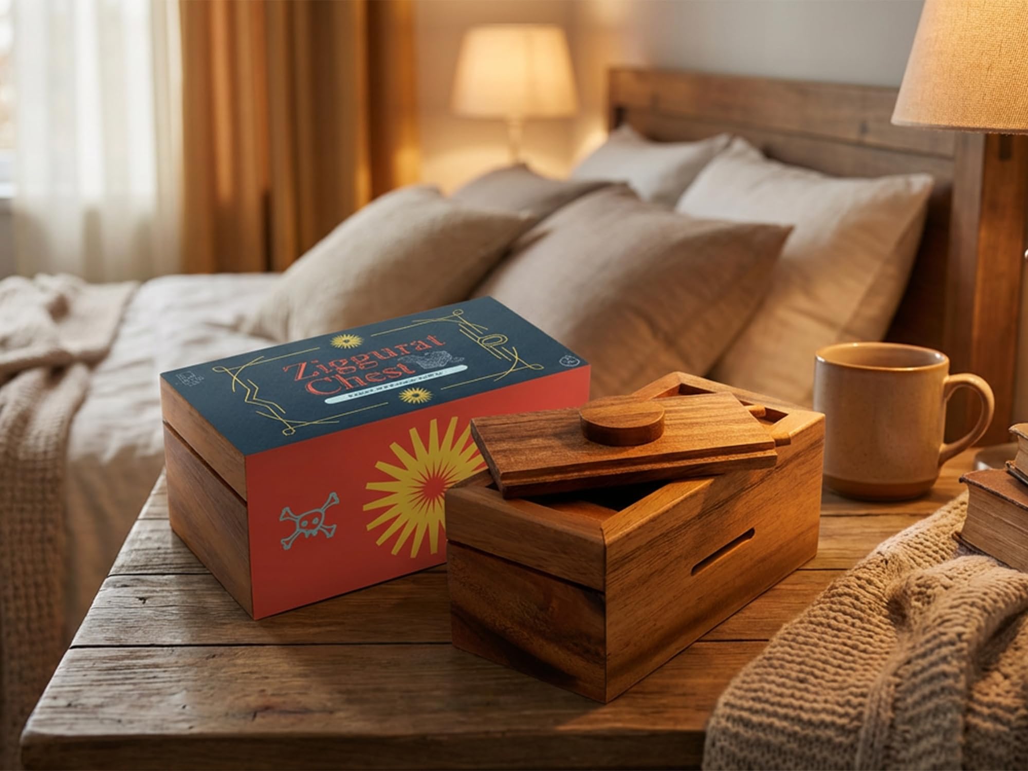 BSIRI Ziggurat - Scatola segreta rompicapo in legno con scomparti nascosti, ideale come scatola misteriosa, salvadanaio, portagioie, scatola con lucchetto a puzzle 3D, biglietto regalo e salvadanaio