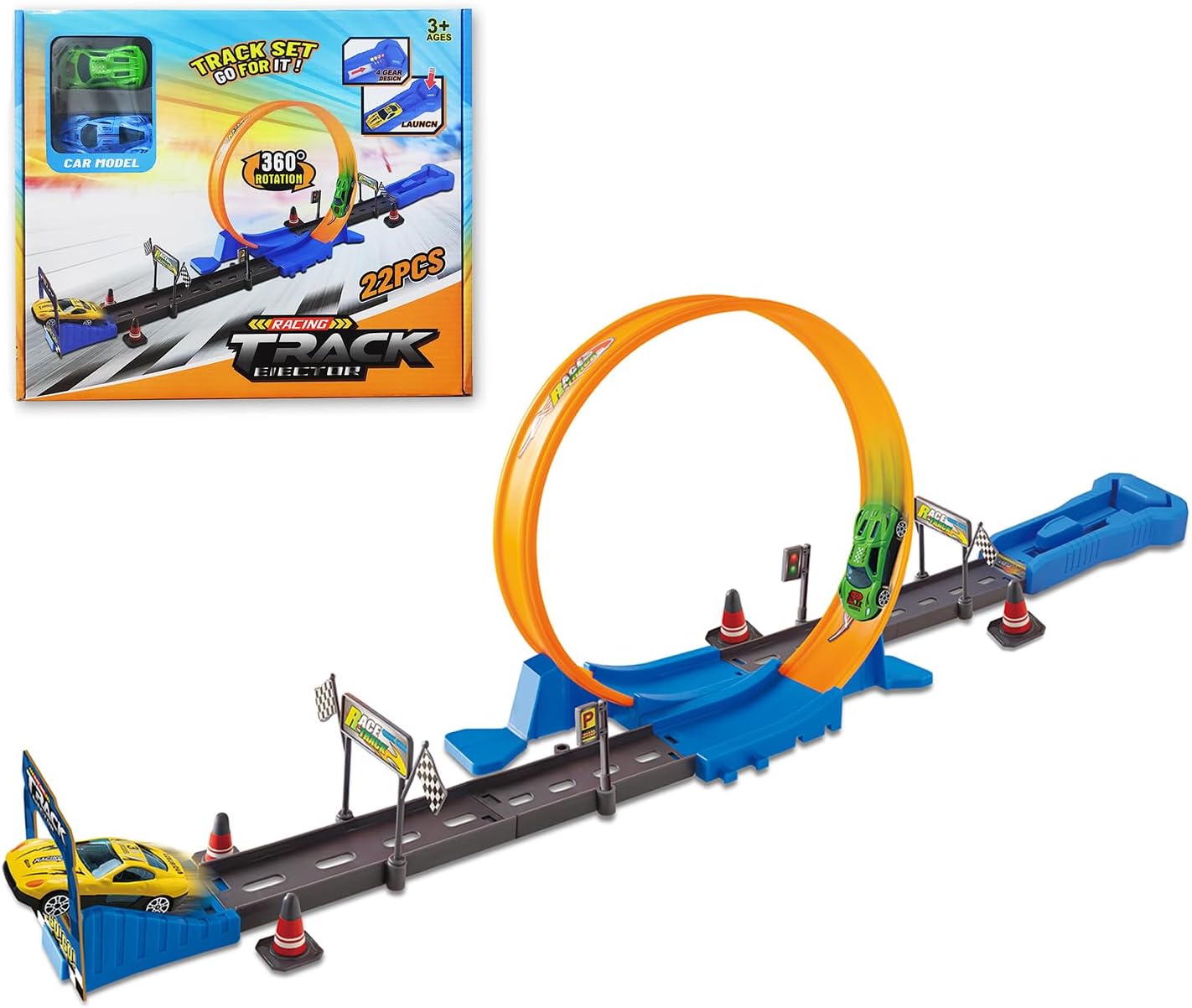 Amazon.com: LASIVE Race Track Set Acrobatic Coaster, 360° Rotation 4 ...