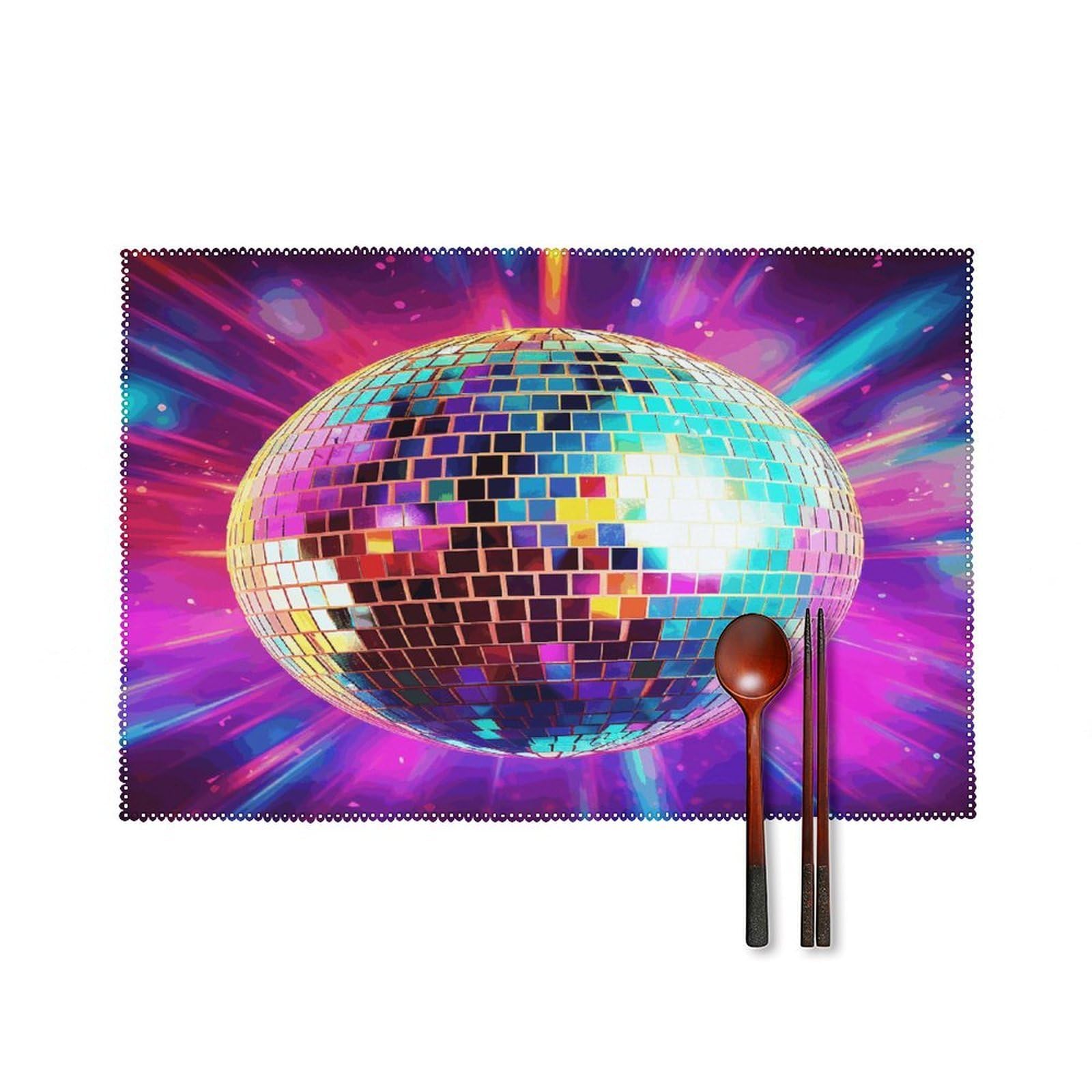 Fekiloot Style Space Disco Ball Placemats Set Of 6,Table Mat