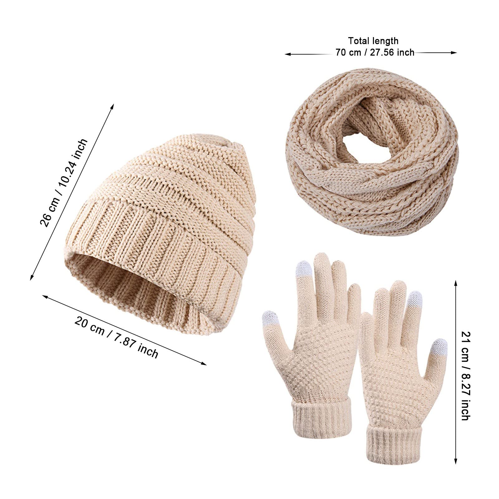 MüTze Schal Handschuhe Set Damen