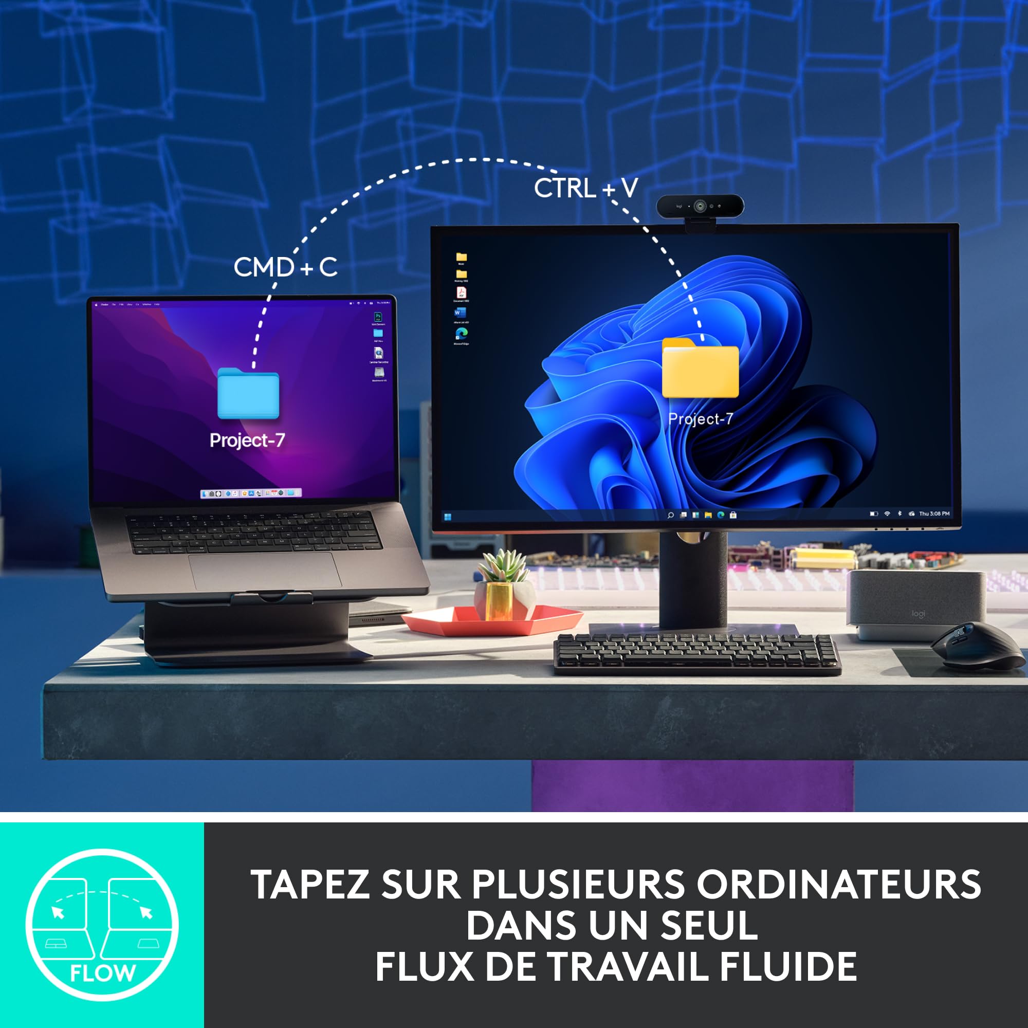 Logitech MX Mechanical Clavier sans Fil Rétroéclairé Performant, Boutons Tactiles Silencieux, Rétroéclairage, Bluetooth, USB-C, macOS, Windows, Linux, iOS, Android, Métal, Français AZERTY - Gris