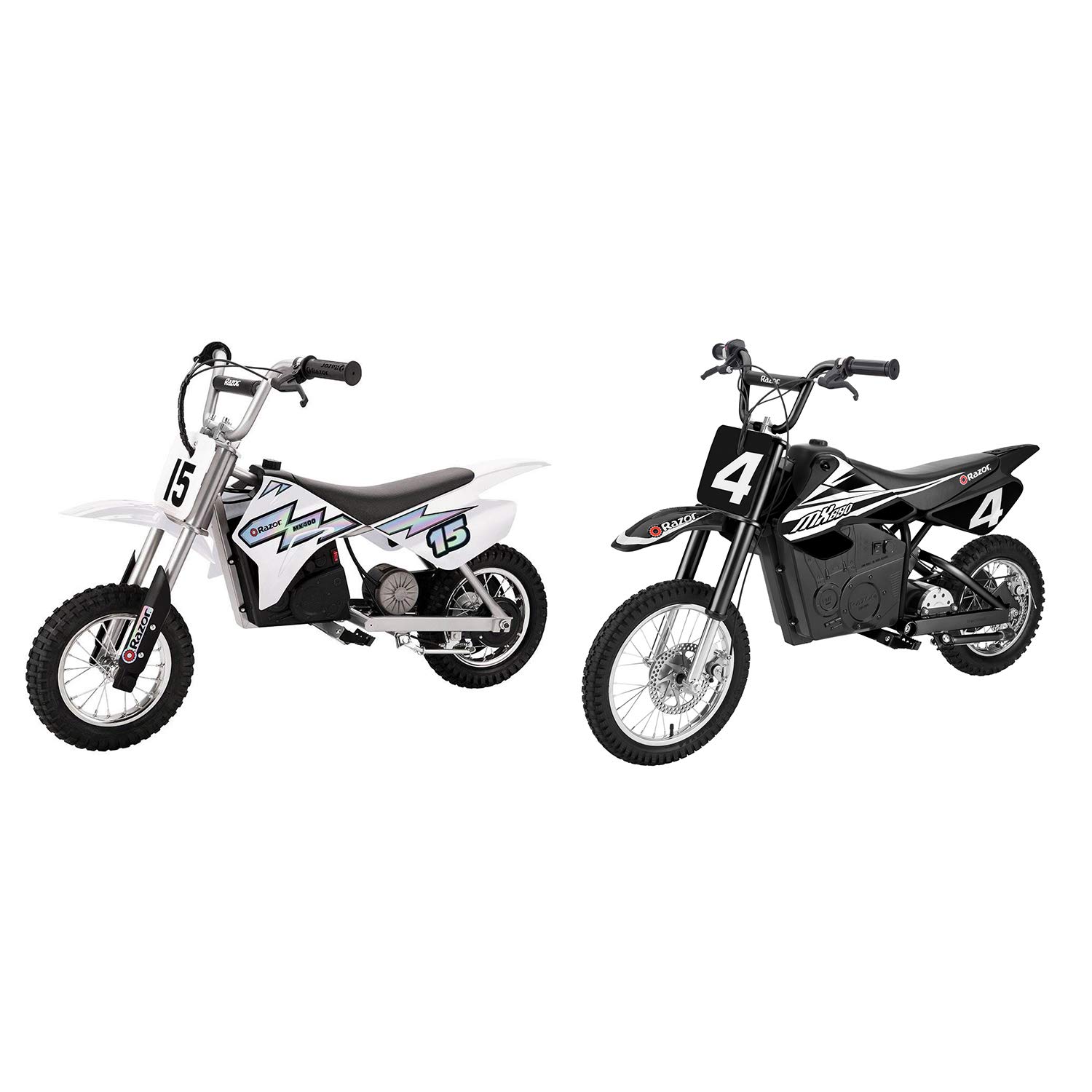 Razor MX400 & MX650 Electric 24V Ride On Battery-Powered Toy Motocross Motorcycle Dirt Bike, Speeds up to 17 MPH, White & Black