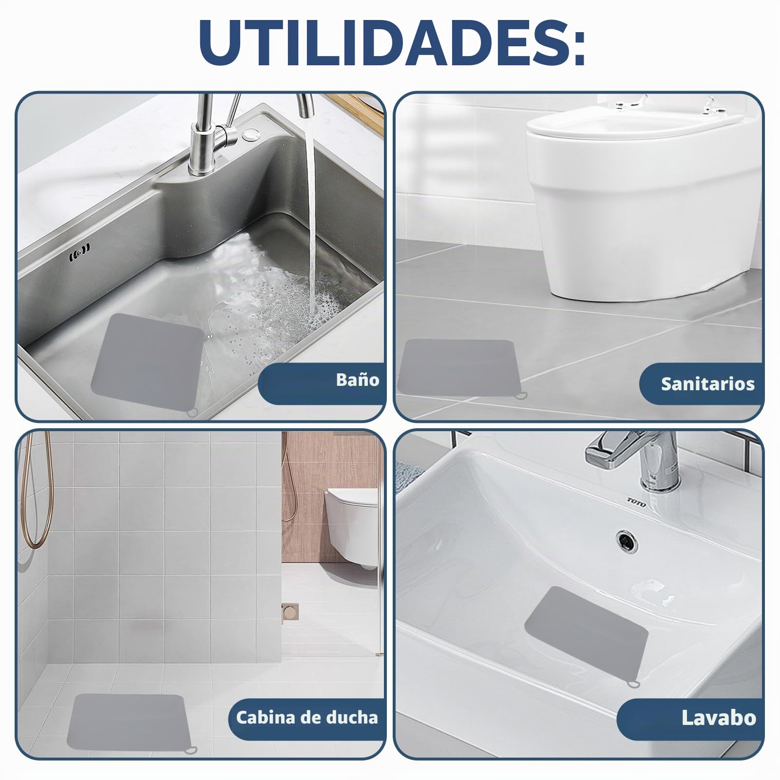 Tapón de ducha antiolor, 2 unidades de silicona gris 20x20, ideal para el desagüe del baño, solución eficaz contra los malos olores, protección duradera de tu sanitario