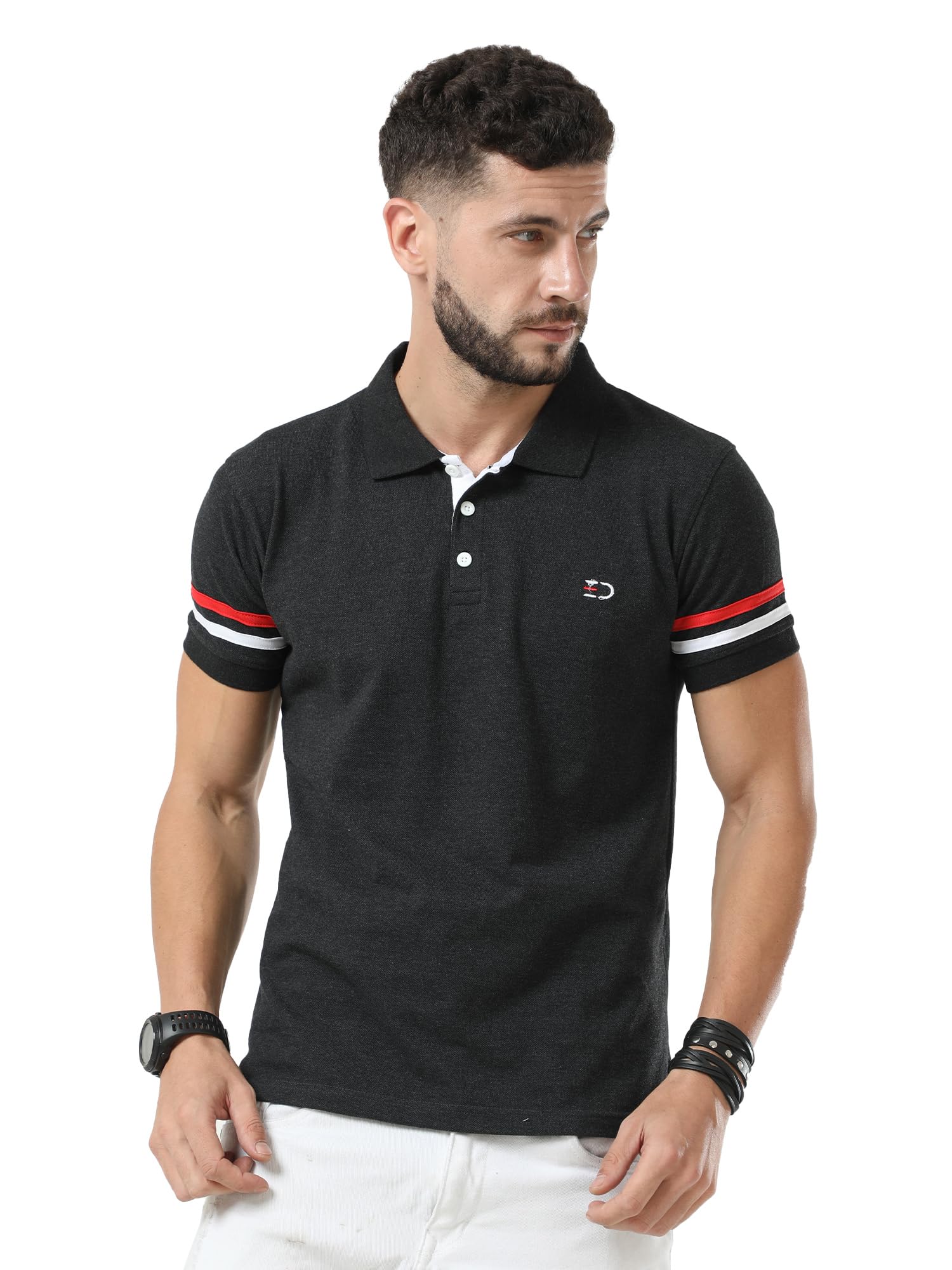 fanideaz Mens Lyned Collection Solid Striped Cotton Polo Stylish Shirt Branded Shirts for Men Formal Black Polo T-Shirt for Men Tshirts Shirts Casual to Formal Look-picture-39