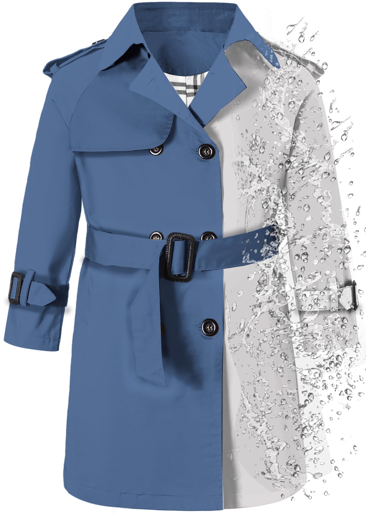 Betusline Boys Waterproof Trench Coat Double Breasted Classic Belted Outwear Jacket Dress Coats