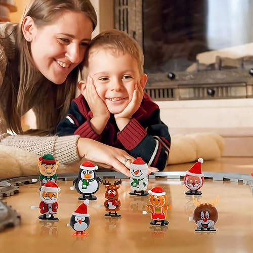 Miniatura 6 de CCINEE 12 paquetes de juguetes de Navidad para decoración de Navidad, juguetes de relojería, rellenos de calcetines para fiesta de Navidad, relleno