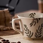 12oz Vintage tasse de café en céramique 4 - Mugs de café rustique à la main avec poignée, Latte d'hiver à l'automne, Espresso Cappuccino, Cocoa,Tea Cups, Lave-vaisselle Micro-ondes Safe(Plantes)