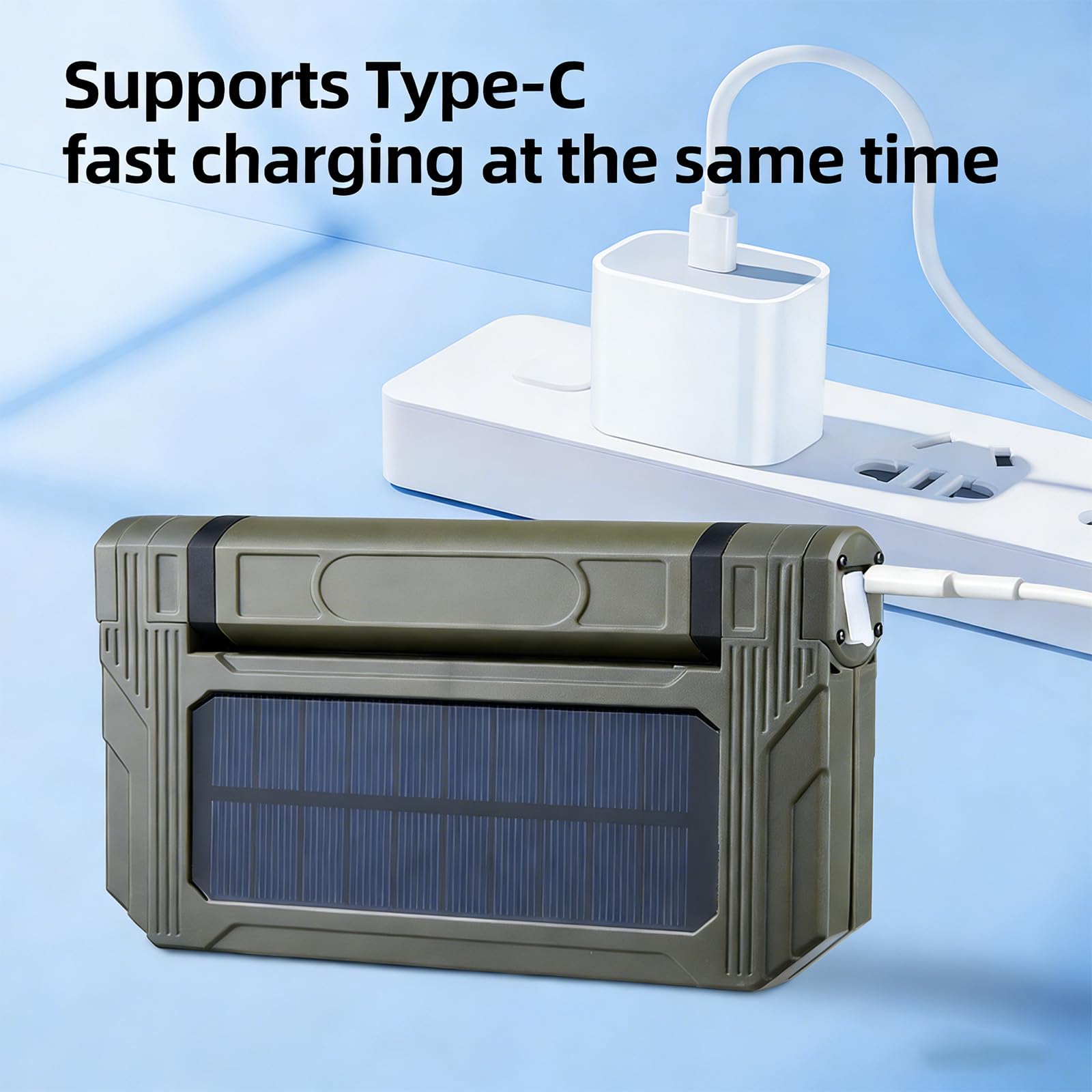 Lampada solare da campeggio con batteria da 5000 mAh e supporto regolabile per esterni