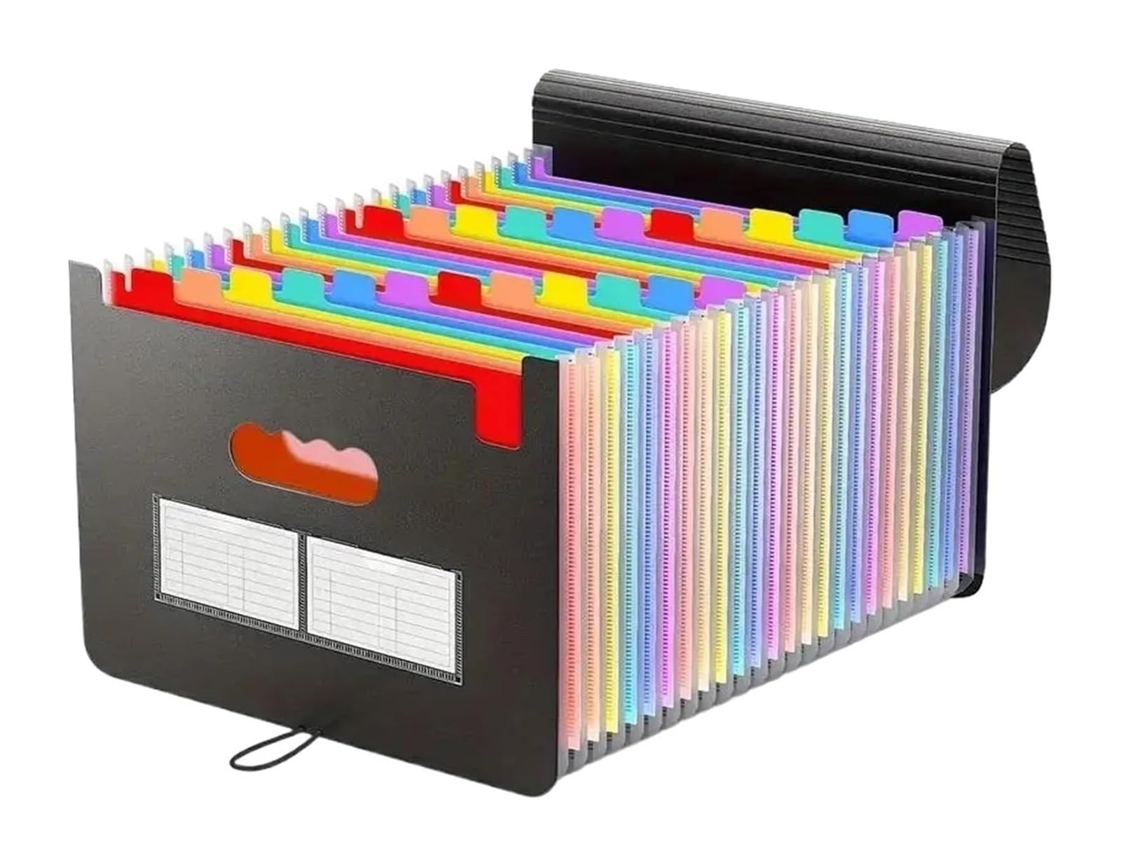 Teczki harmonijkowe, 1 szt. Czarna, rozkładana teczka na dokumenty, 25 kieszeni, rozmiar A4, organizer, akordeon, biuro