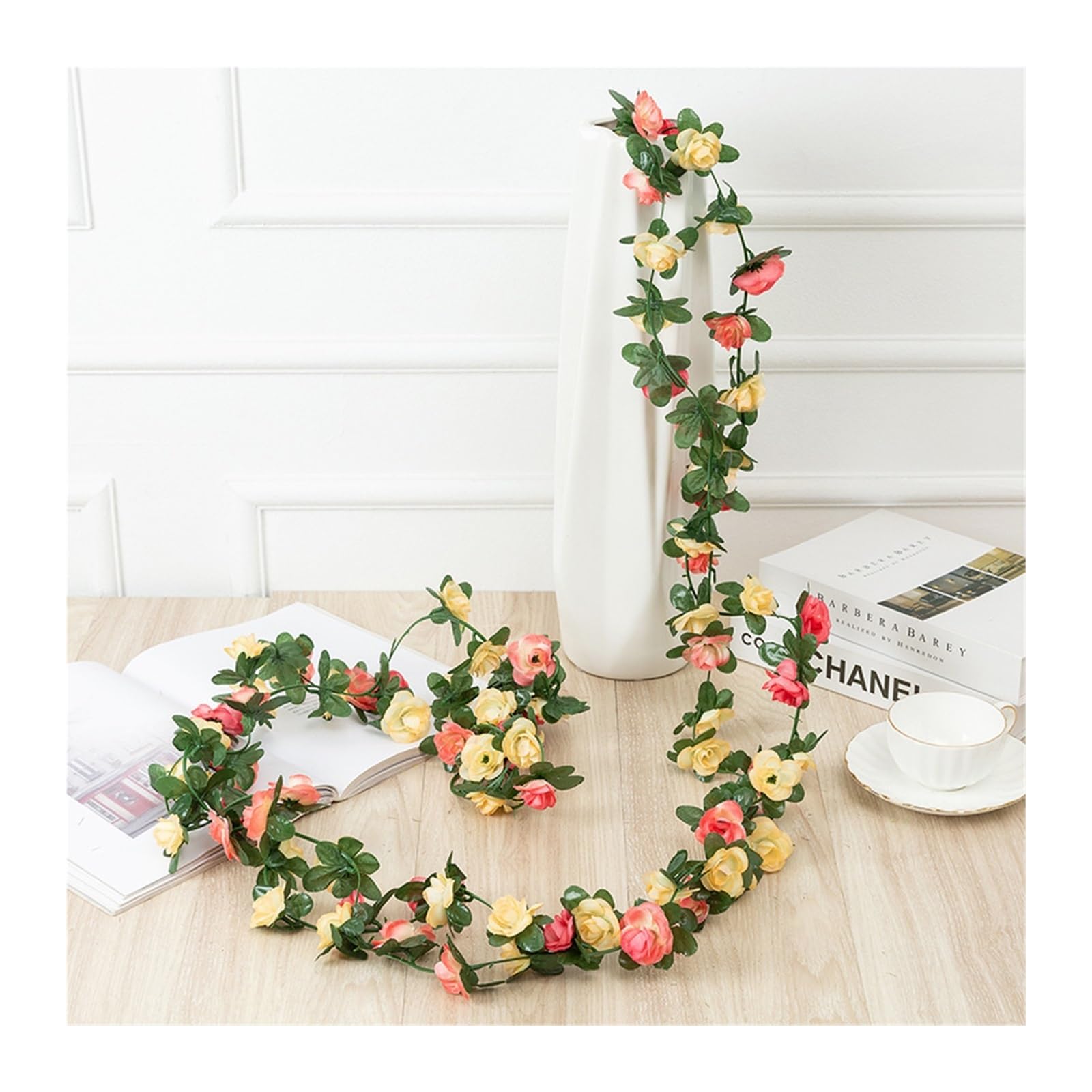 NDSJAIE Artificial Flower Vine 7ft 2m Flower String Artificial Wisteria Vine Garland Plants Foliage Outdoor Home Trailing Fake Hanging Wall Decor For decoration(Length 230cm-18)