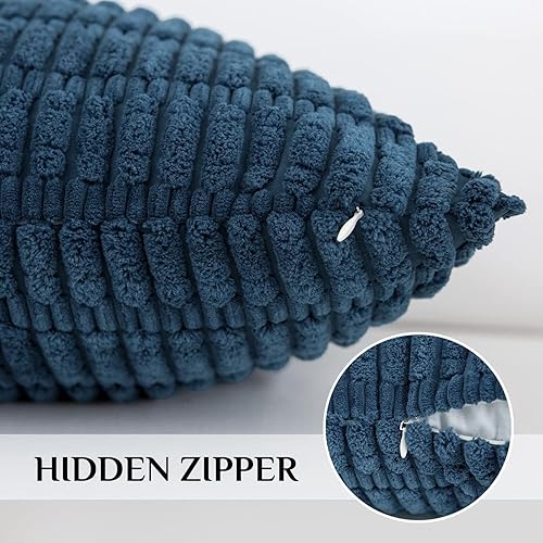 Miniatura 5 de Softalker - Juego de 4 fundas de cojín de 18x18 pulgadas, terciopelo suave a rayas, fundas rústicas estilo bohemia para cojines, fundas decorativas