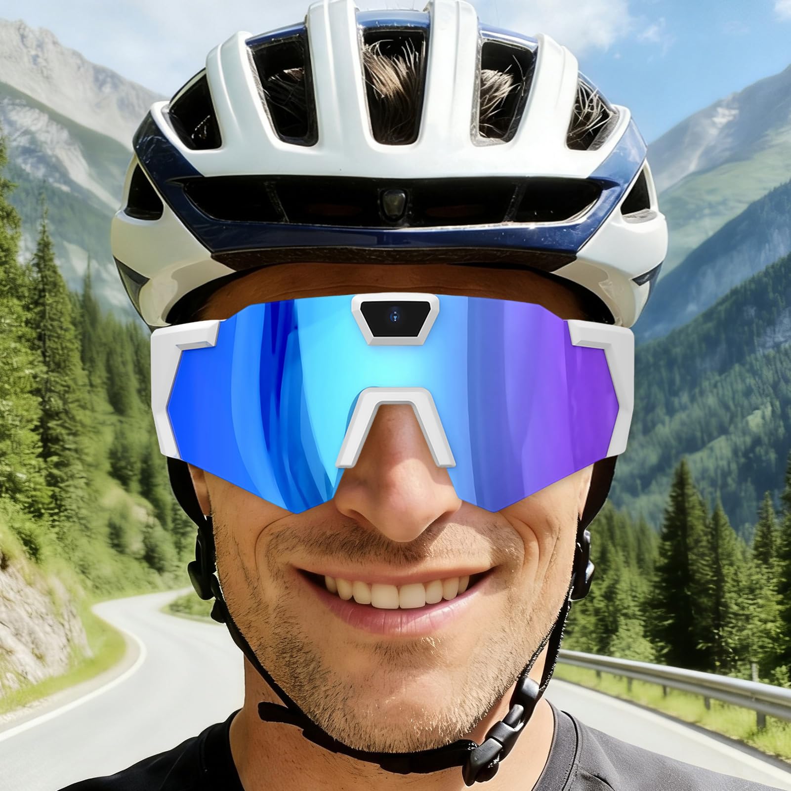 Lunettes De Caméra 1080P pour Le Cyclisme, Lunettes De Soleil avec Caméra, Audio Et Vidéo, pour Cyclistes, Snowboarders, Randonneurs, Vloggers, Course, Ski, Camping, Pêche