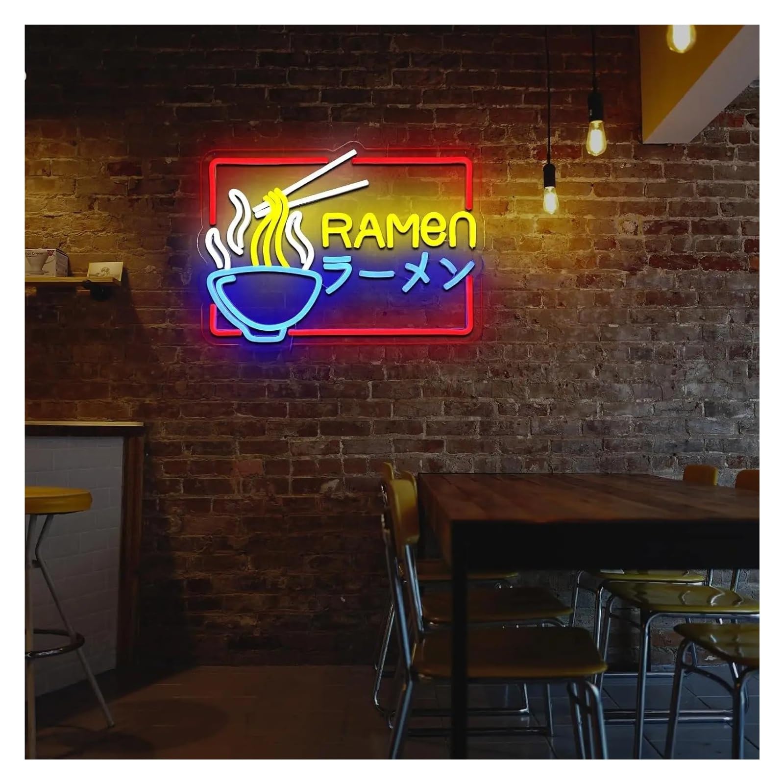 Hängende Kunst Leuchtreklamen Neonschild"Ramen"USB-dimmbare LED-Leuchten Für Japanische Nudeln, Restaurant, Geschäft, Küche, Esszimmer, Party, 14.96x10.87in