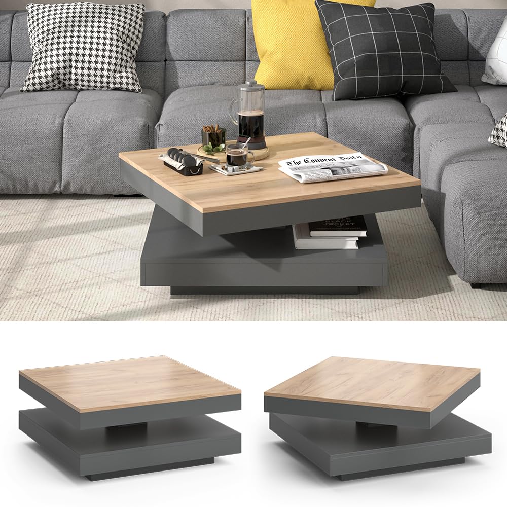 Vicco Tavolino da caffè Elias, Antracite, 70 x 70 cm | per l'utilizzo come superficie d'appoggio e per una suddivisione flessibile degli spazi