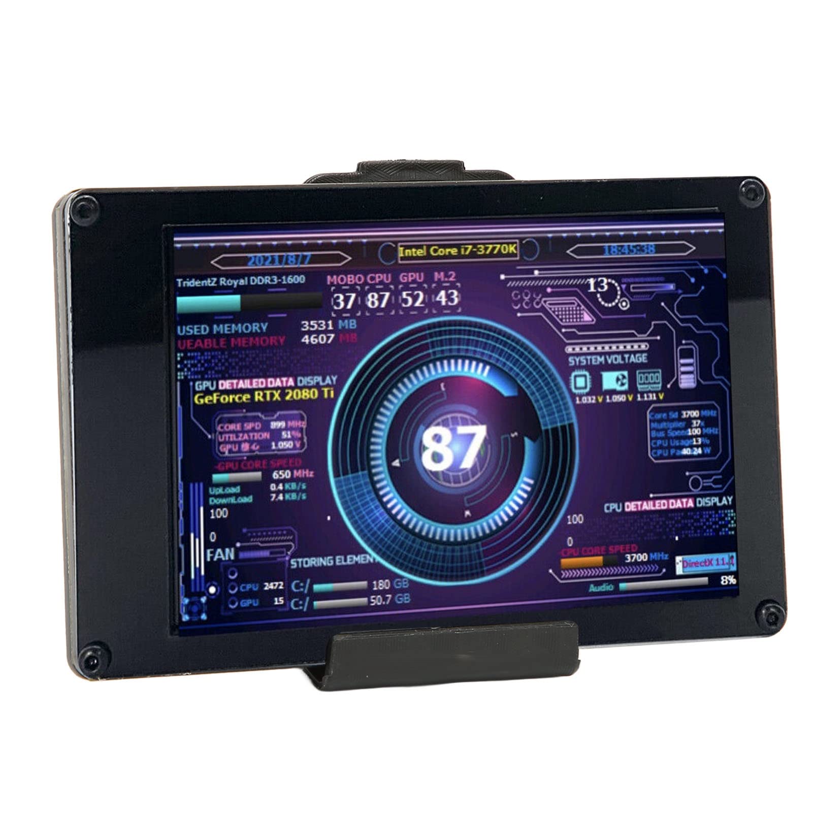 Dpofirs 3.5 Computer Temp Monitor, PC Sensor Panel Display, PC Temperature Display For PC Case, IPS Micro USB Mini Screen PC CPU RAM HDD Data Monitor ForLinux RPi Wins-image-17