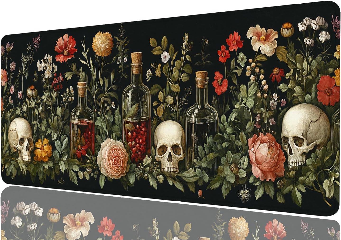 Vintage Aesthetic Desk Mat Gaming Desk Pad Large Mouse Keyboard Pad Dark Academia Gothic Green Plant Desktop Mats Computer Keyboard Pad Mouse Mat Laptop Mat Office Home Decor 31.5" x 11.8"