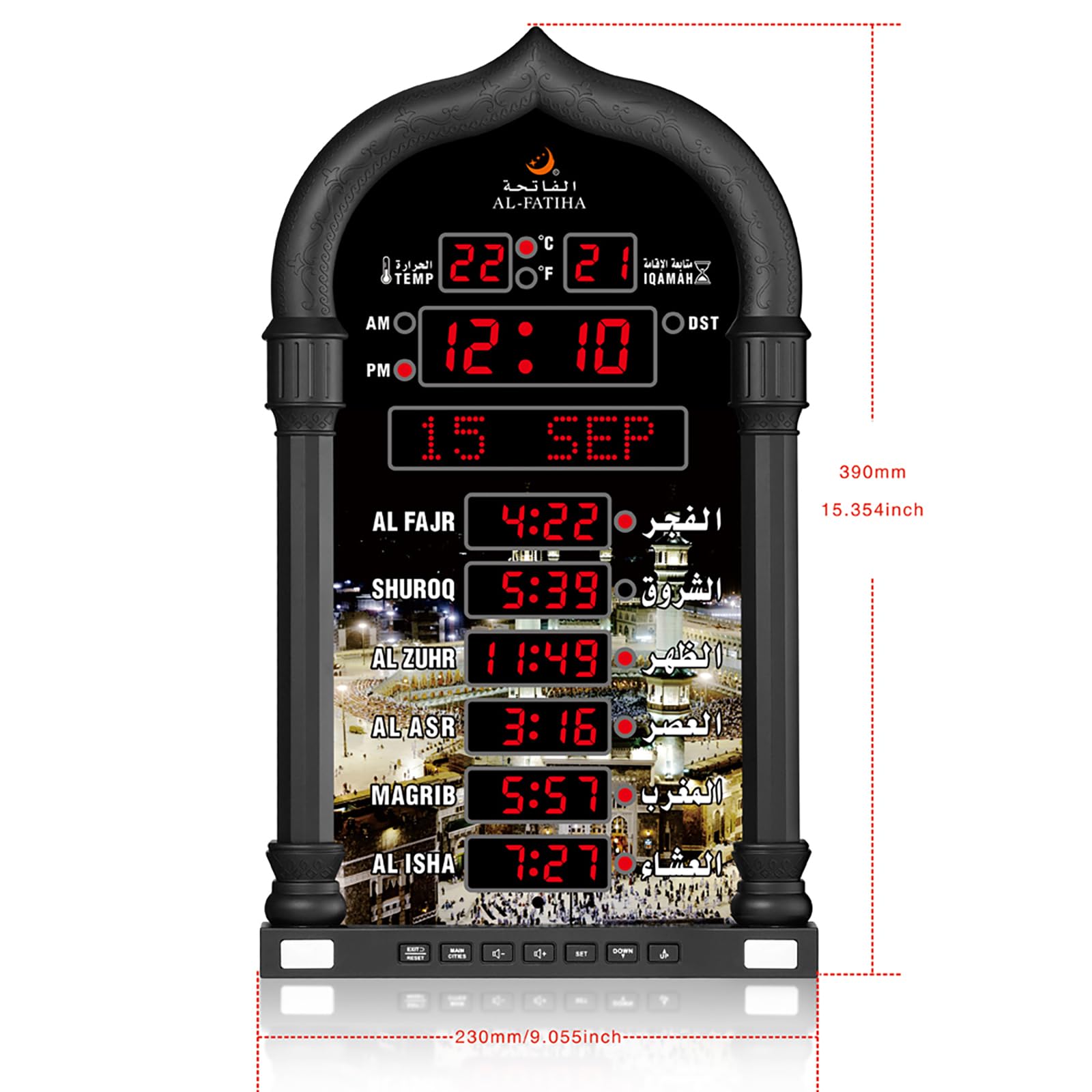 Azan Horloge Murale LED Musulmane Athan pour Lire la Maison/Bureau/mosquée numérique Azan Décoration d'intérieur (Noir)