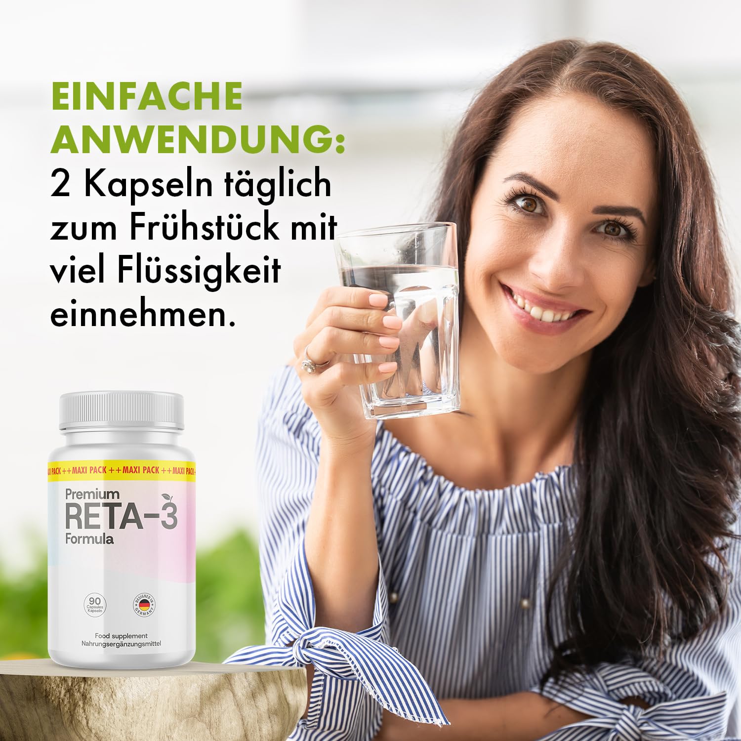 Premium Reta-3 Formula Kapseln | Mit Apfelessigpulver | 90 Kapseln Inhalt